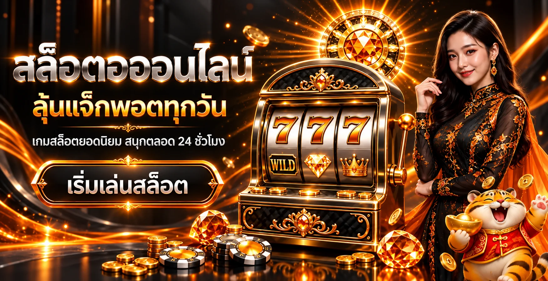 เกมสล็อตออนไลน์ Gramma89 พร้อมตู้สล็อตและมาสคอตเสือ